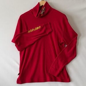 Vtg Ski Doo X-Team Red Turtleneck Bombardier Long Sleeve Shirt Size Large